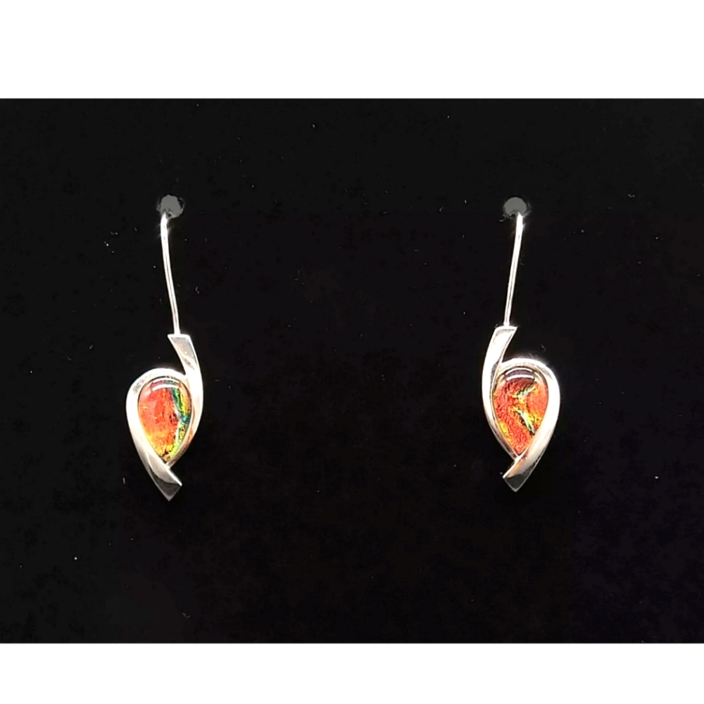 Sarah's Hope Jewelery 925 Ammolite Queen Wire Earrings 925D230 Tear Drop EUC